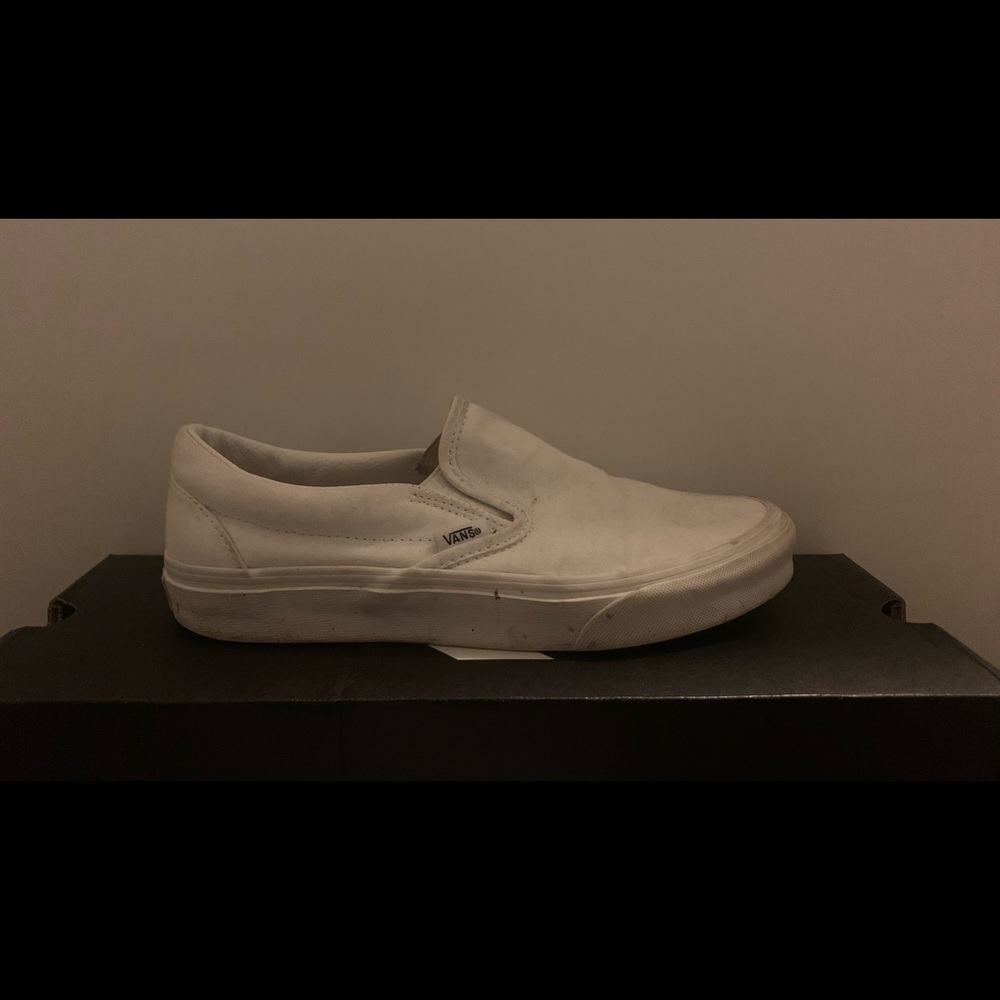 White Slip On Vans